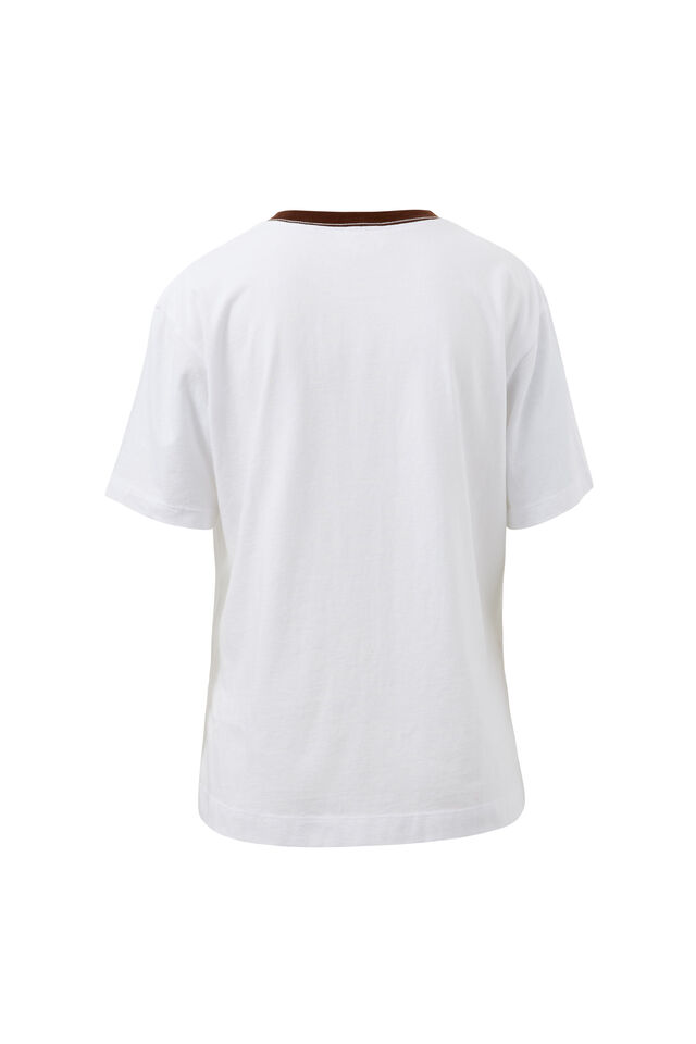 Stevie Slouchy Tee, WHITE/CHOC SPORTS LOGO