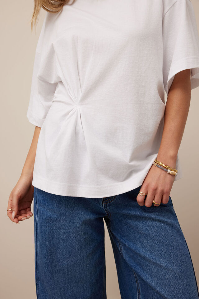 Kaia Twist Tee, WHITE