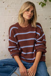 Lila Oversized Knit Crew, BURNT TOFFEE STRIPE - alternate image 6