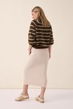 Knit Midi Skirt In Organic Cotton, LIGHT CAMEL - alternate image 3