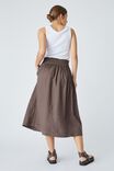 Linen Midi Skirt, BITTER CHOC