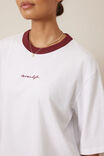 Macy Print Tee, WHITE/MULBERRY SCRIPT - example image 1