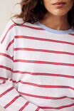Scout Slouchy Long Sleeve  Tee, WHITE/CHINA BLUE CHILLI RED STRIPE - example image 5