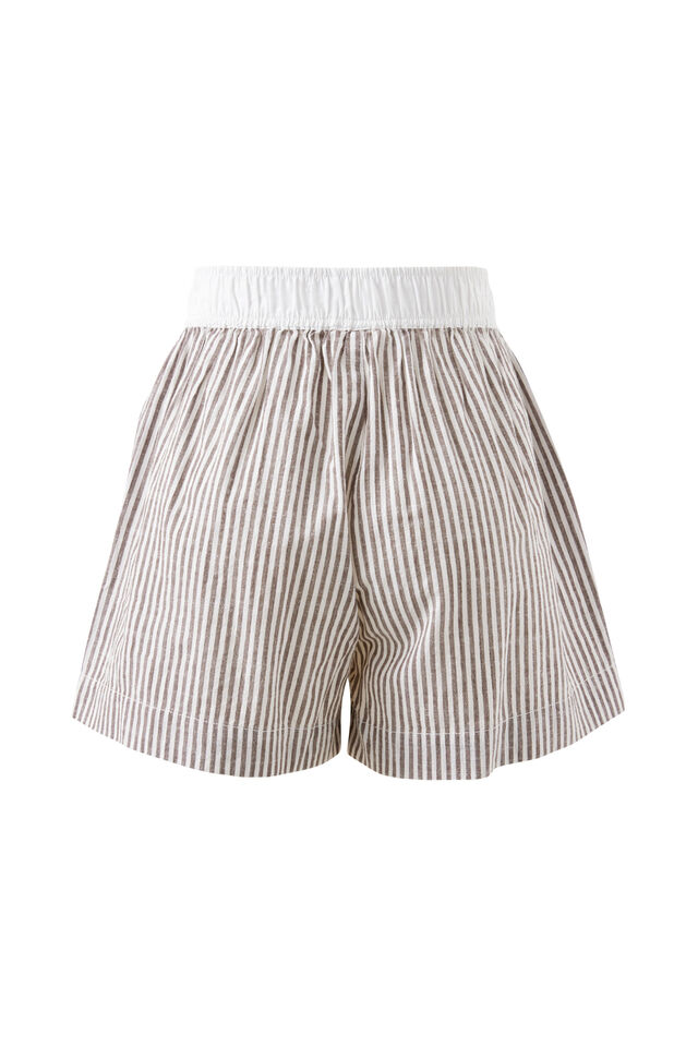 Mila Short, BROWN WHITE SMALL STRIPE