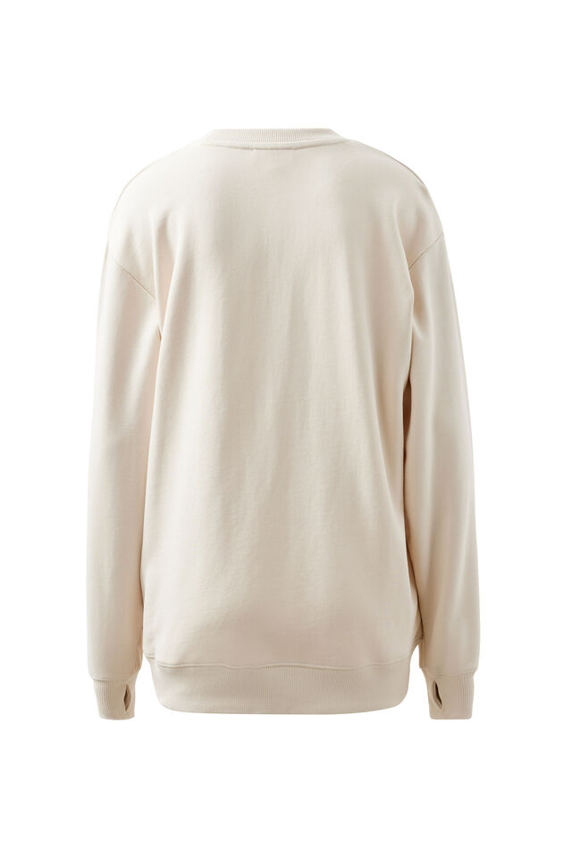 Isla Oversized Slouchy Crew, BUFF FIERY RED HERITAGE LOGO