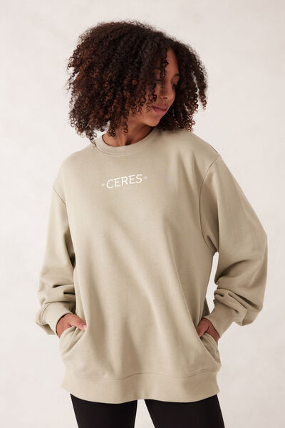 Isla Oversized Slouchy Crew, MATCHA MINI LOGO