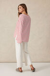 Slouchy Long Sleeve Boat Neck Tee, HERITAGE RED STRIPE - alternate image 5