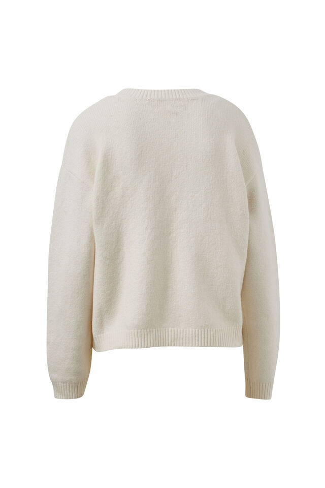 June V Neck Knit Pullover, MILK