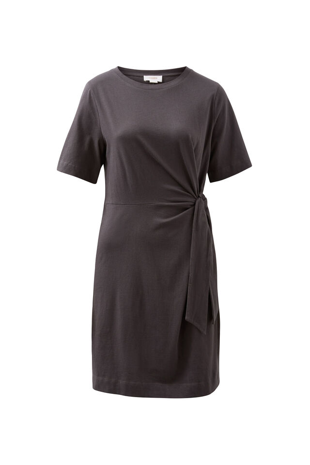 Agnes Tie Mini Tee Dress, PHANTOM