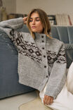 Orla Fair Isle Knit Cardi, GREY MARLE CHOC - alternate image 1