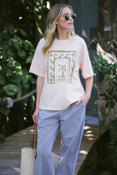 Boyfriend Tee, SHELL PINK/CERES STARS AND WAVES