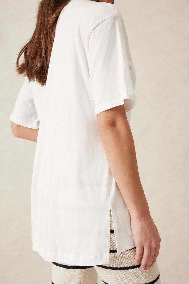 Longline Step Hem Tee, VANILLA