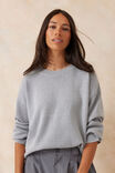 Boxy Knit With Embroidery, GREY MARLE - alternate image 1