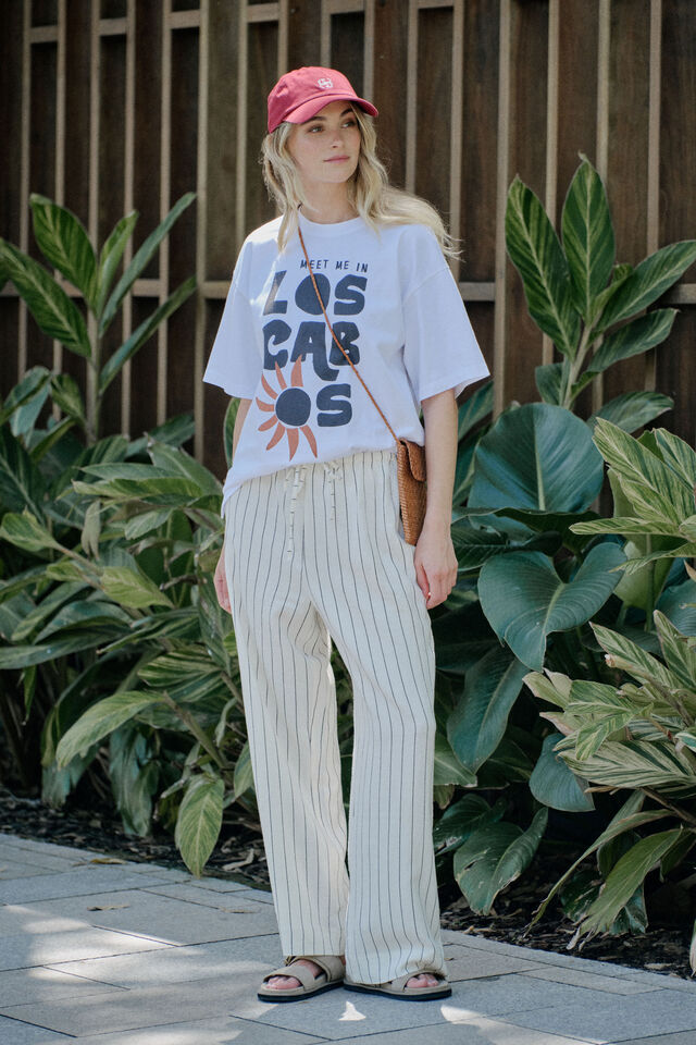 Relaxed Drawstring Pant, PINSTRIPE