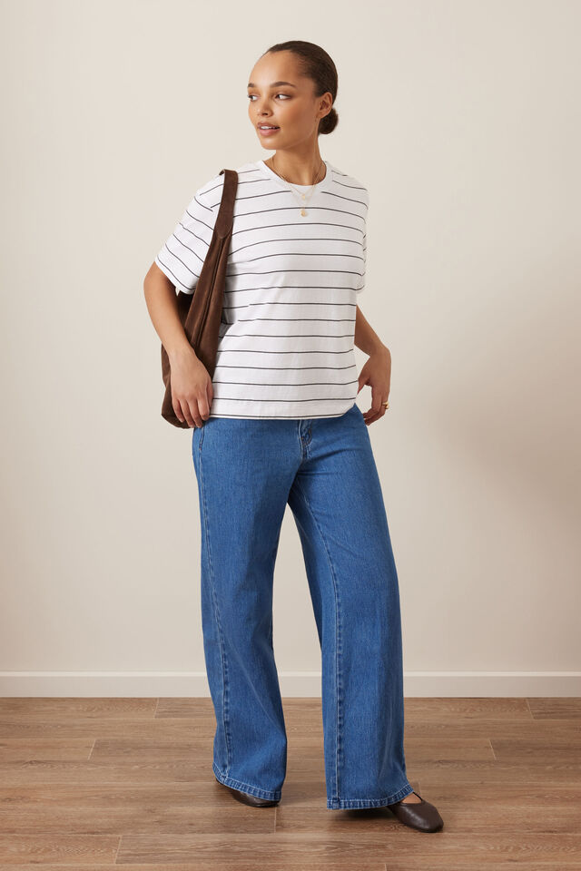 Stevie Slouchy Tee, WHITE/PHANTOM STRIPE