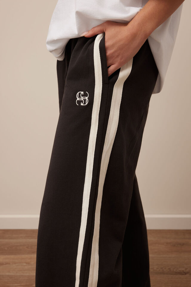 Gigi Wide Leg Terry Trackpant, PHANTOM SIDE STRIPE