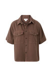 Short Sleeve Boxy Shirt, MOCHA TWILL - alternate image 2