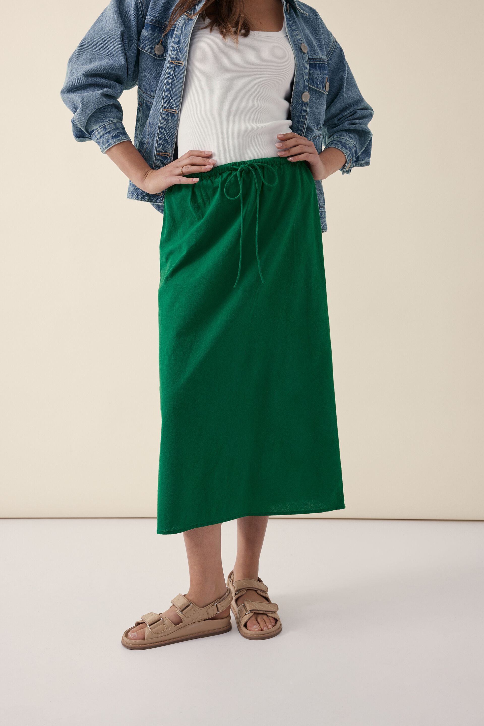 Green bias midi skirt hot sale