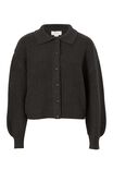 Soft Cropped Collared Cardigan In Recycled Blend, CHARCOAL MARLE - alternate image 2