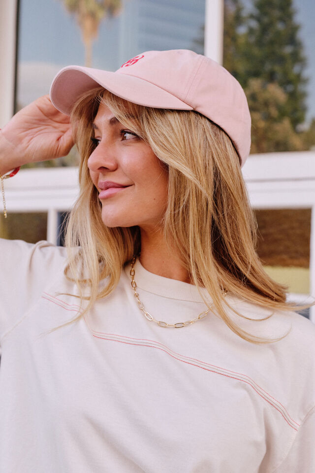 Pip Everyday Cap, CHALK PINK/RED MONOGRAM EMBROIDERY