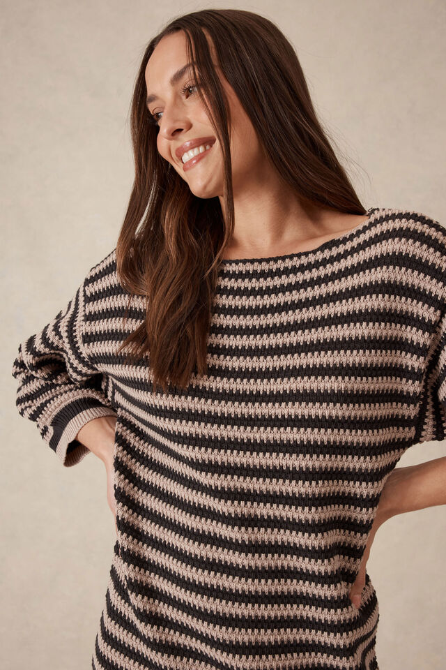 Summer Slouchy Knit Dress, STRING/PHANTOM STRIPE