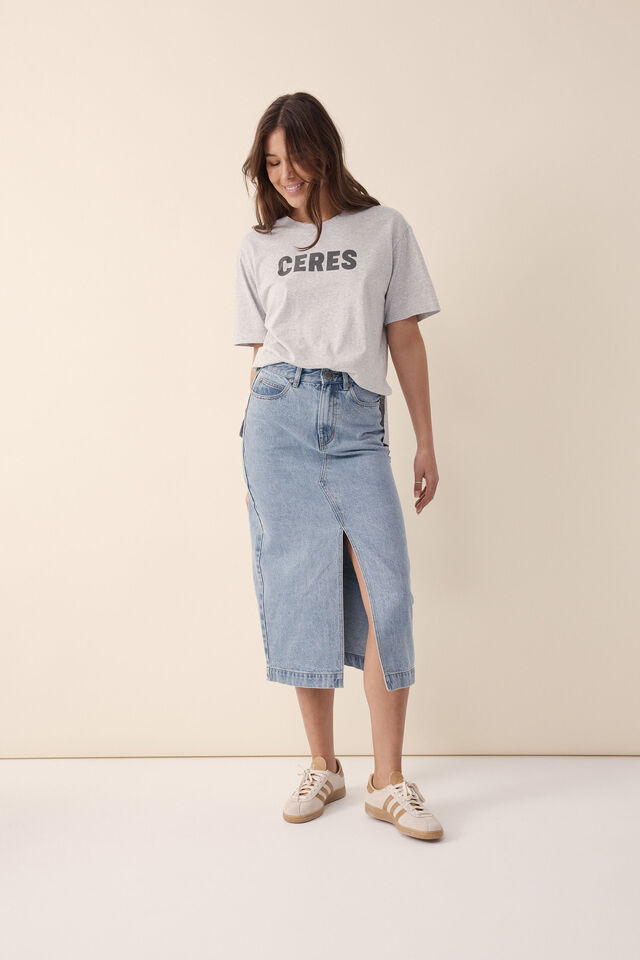 Slouchy Split Hem Tee, CLOUD MARLE/CERES LEAD