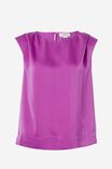 Satin Shoulder Pad Tank With Recycled Fibres, MAGENTA - alternate image 2