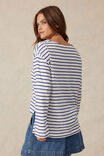 Slouchy Long Sleeve Boat Neck Tee, COLLEGE BLUE STRIPE - alternate image 5