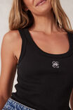 Zoe Contour Rib Scoop Tank, BLACK/WHITE MONOGRAM EMBROIDERY - alternate image 4