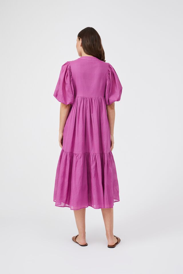 Tie Front Midi Dress, MAGENTA