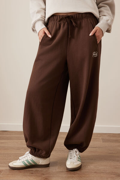 Bowie Barrel Leg Trackpant, CHOCOLATE