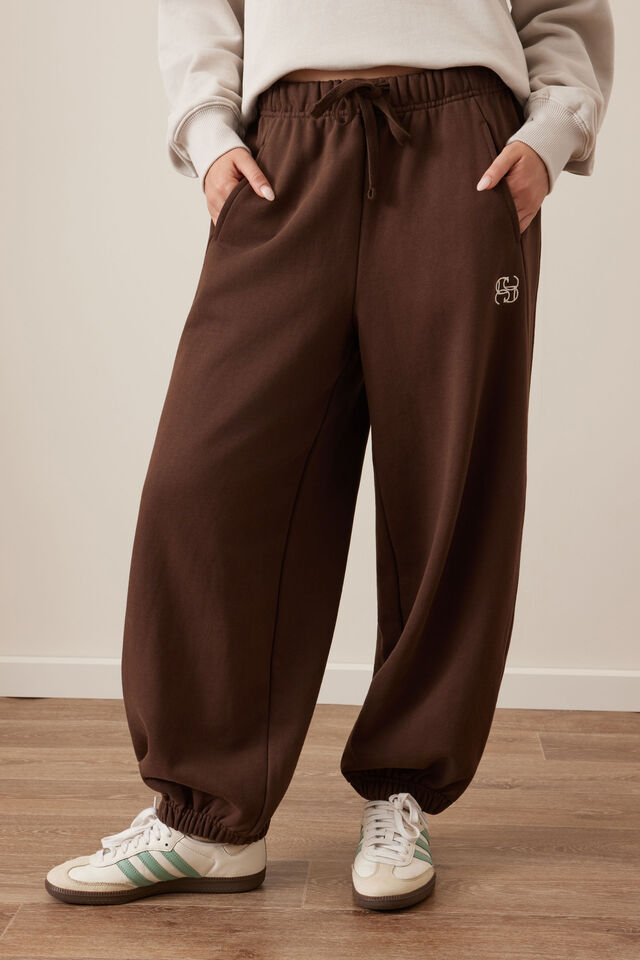 Bowie Barrel Leg Trackpant, CHOCOLATE
