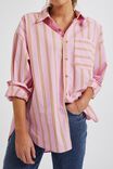 Poplin Stripe Shirt In Organic Cotton, SUMMER PINK TUMERIC STRIPE