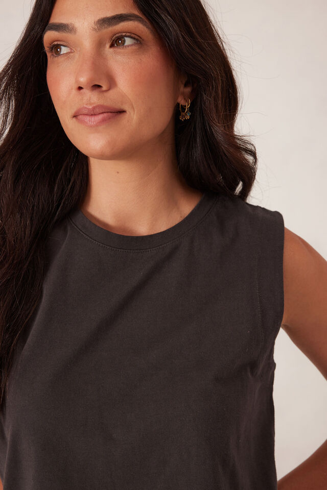 Relaxed Sleeveless Tee, PHANTOM