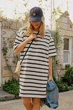 Mini Terry Dress, WHITE NEW NAVY STRIPE - alternate image 1