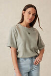 Longline Step Hem Tee, SOFT SAGE/ PHANTOM CERES MONOGRAM EMBROIDERY - alternate image 1