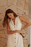 Sleeveless Midi Shirt Dress, FRESH ECRU RESCUED TWILL - alternate image 3