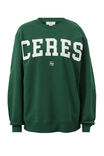 Isla Oversized Slouchy Crew, PINE GREEN HERITAGE LOGO - alternate image 2