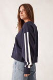 Sporty Slouchy Crew, NEW NAVY SIDE STRIPE - alternate image 3