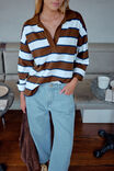 Shelby Slouchy Rugby Top, TOFFEE/WHITE/HERITAGE NAVY - alternate image 4