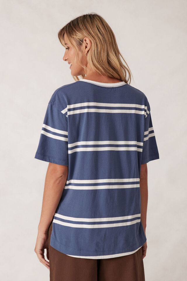Stevie Slouchy Tee, MOONLIGHT/VANILLA HERITAGE STRIPE