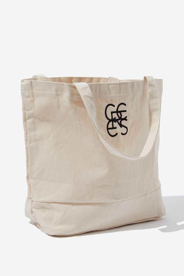 Monogram Tote, NATURAL/BLACK EMBROIDERY