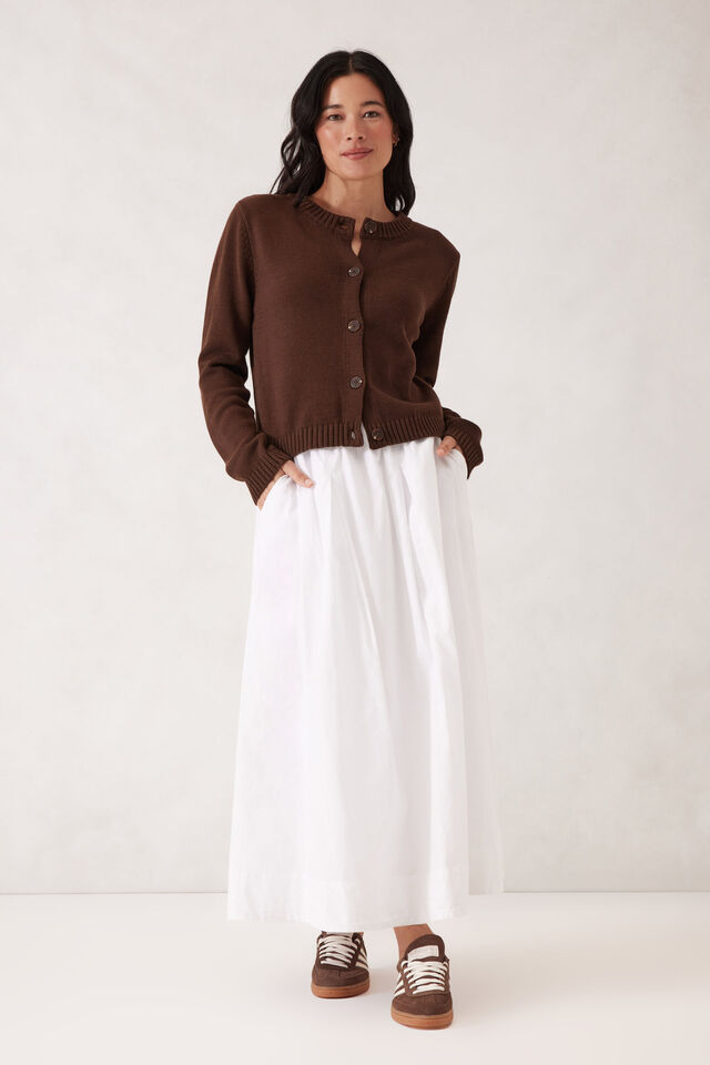 Nelly Long Sleeve Knit Cardi, CHOCOLATE