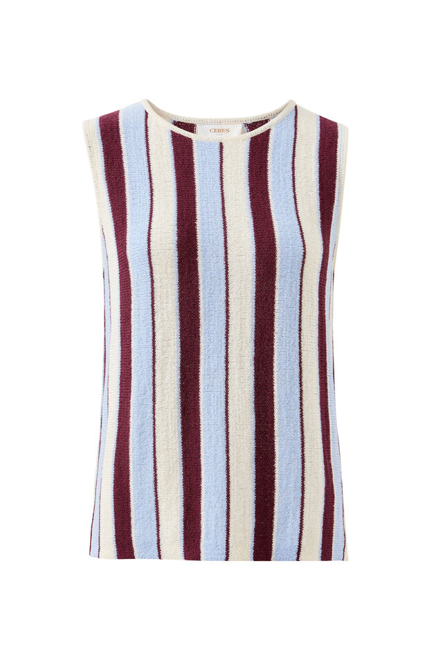 Chloe Stripe Knit Tank, BLUE WINE STRIPE