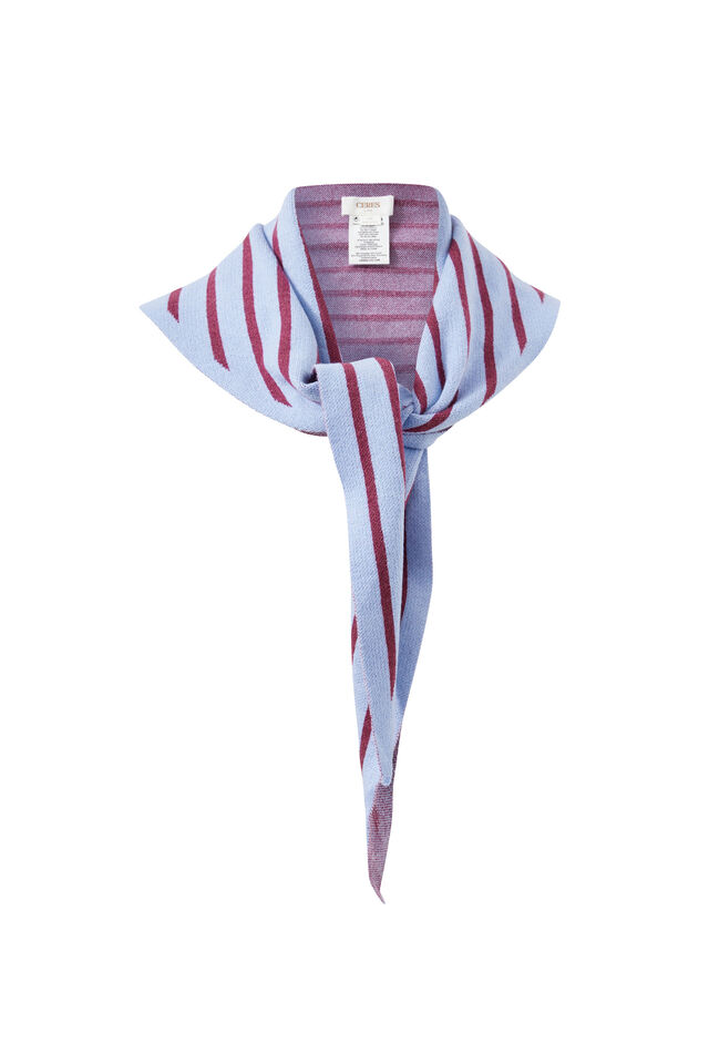 Sully Triangle Knit Scarf, SKY BLUE/WASHED BURGUNDY