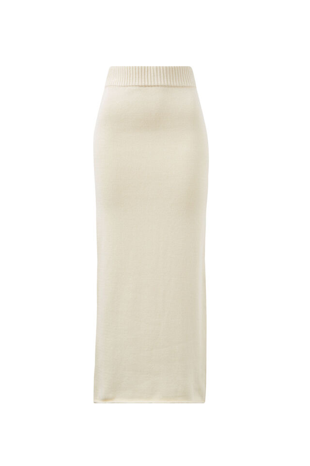 Knit Column Maxi Skirt, EGGSHELL