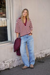 Arlie Short Sleeve Rugby, BURGUNDY/MILK STRIPE - example image 4