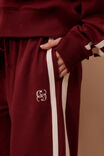 Gigi Wide Leg Terry Trackpant, BURGUNDY SIDE STRIPE - alternate image 5