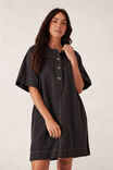 Half Placket Tunic Dress, WASHED BLACK TWILL - alternate image 4