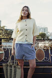 Boxy Short Sleeve Knit Cardi, BUTTER - alternate image 1